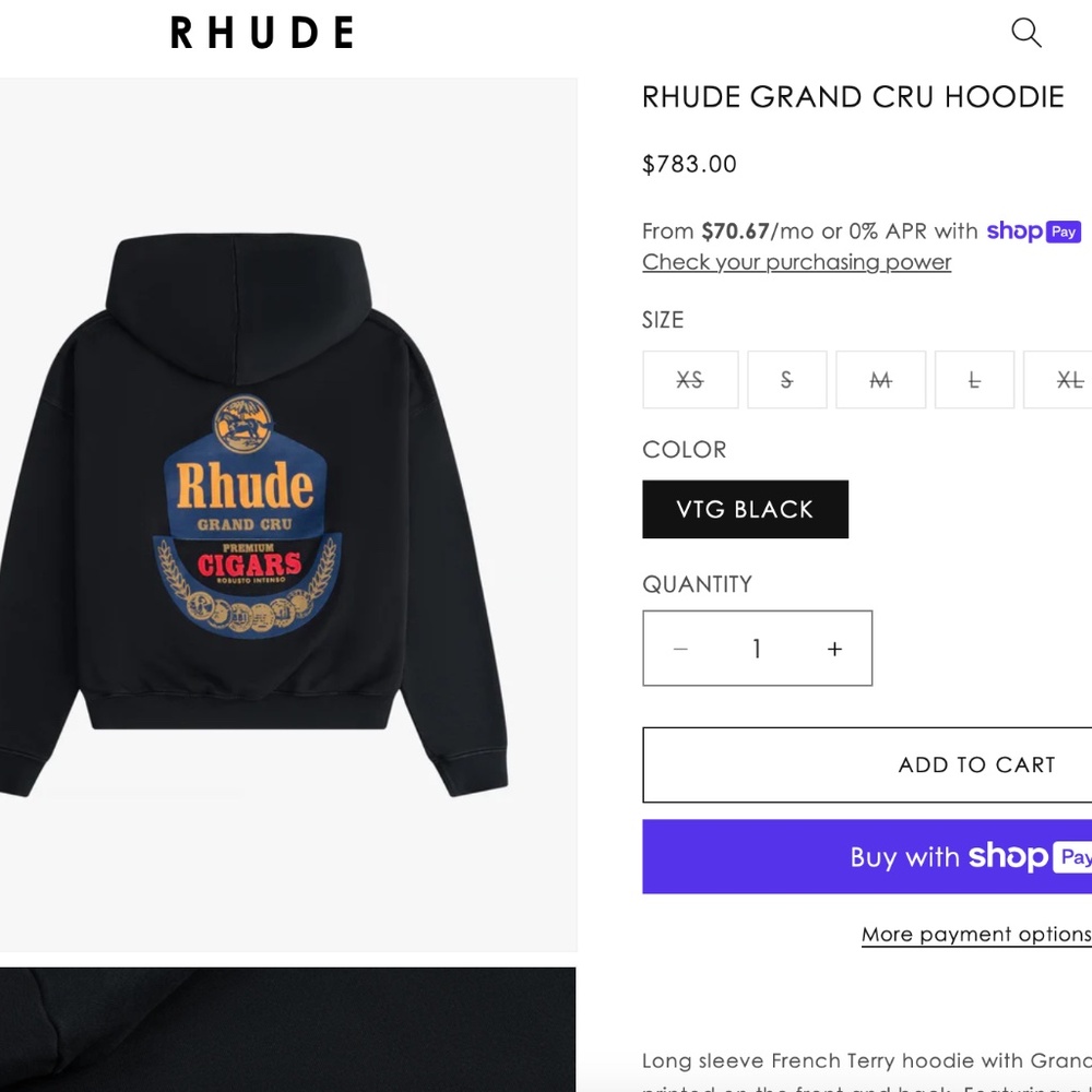 RHUDE GRAND CRU HOODIE